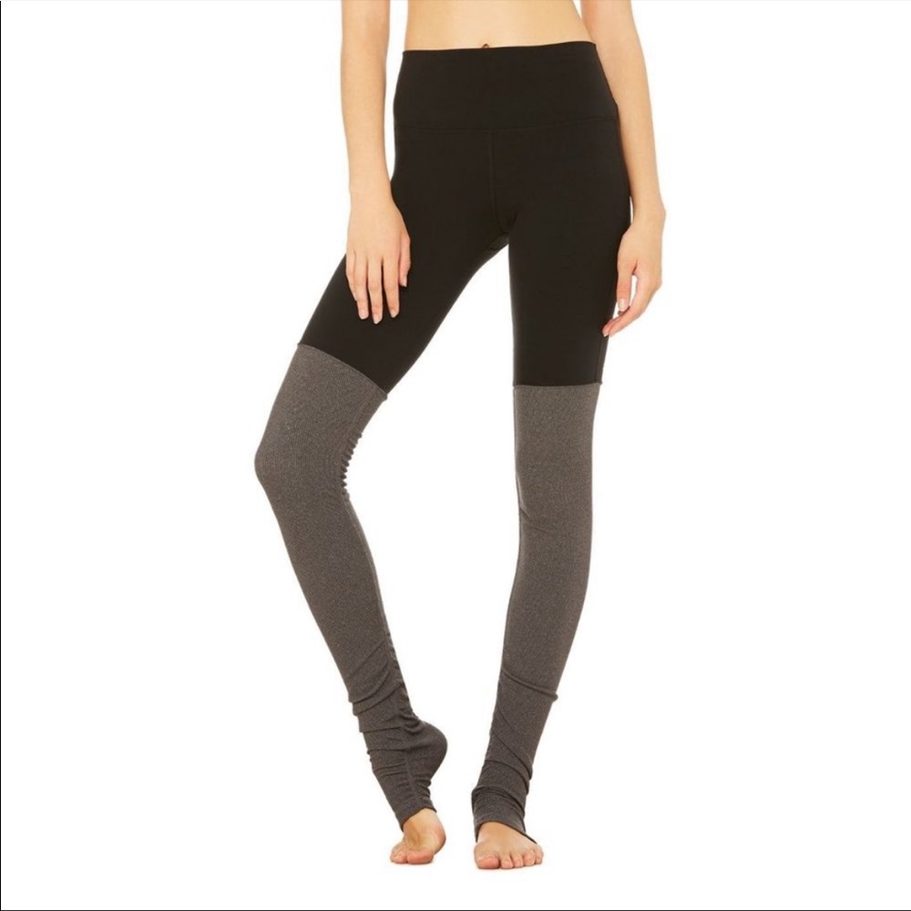 Alo Yoga Goddess Legging in Black/Stormy Heather